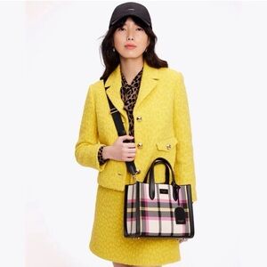 Kate Spade New York Manhattan Museum Plaid Knit Jacquard Small Tote